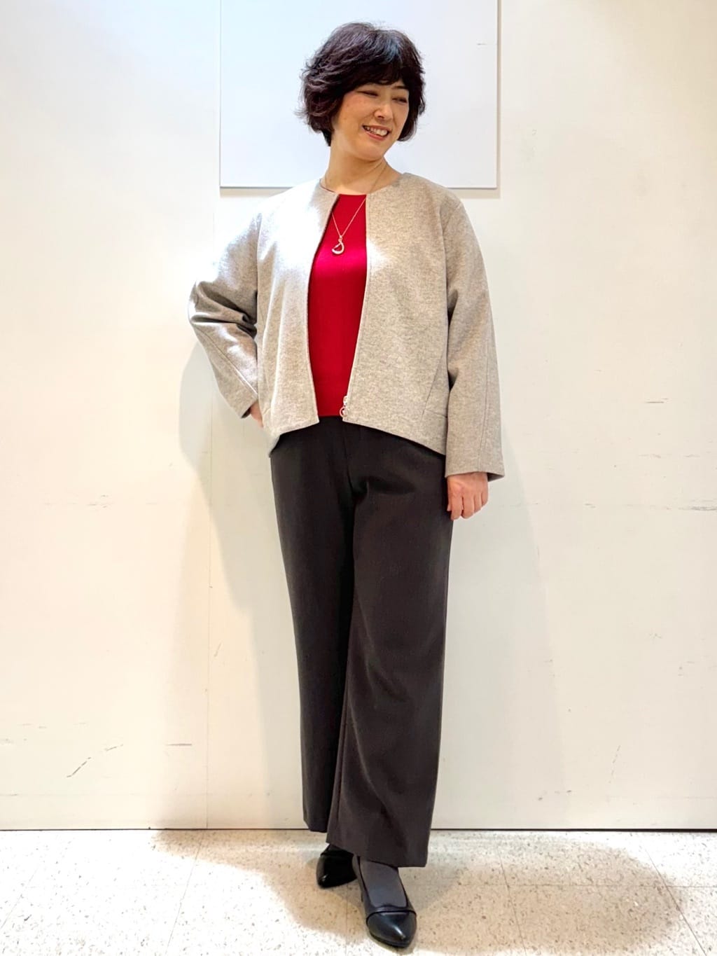 ヤスコさんの「Reflect｜【選べる6色／長く着られる◎】ボートネックニット」を使ったコーディネート