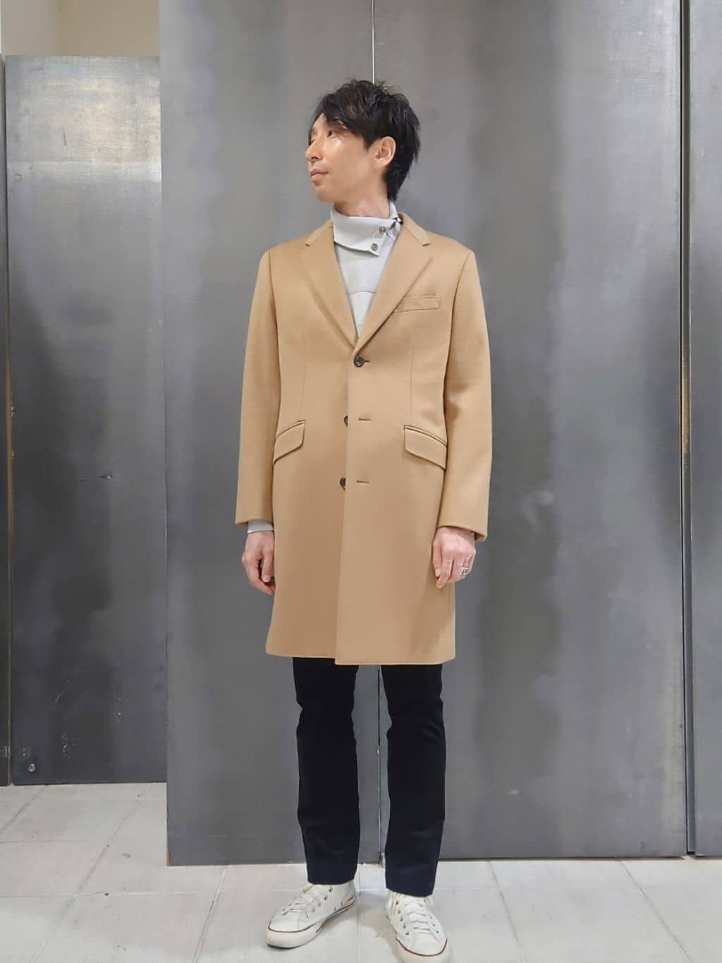 kawamuさんの「TAKEO KIKUCHI｜ウールカシミヤブレンド チェスターコート」を使ったコーディネート