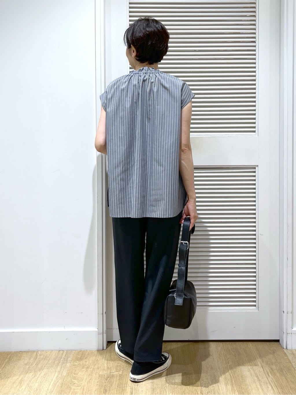Miyazakiさんの「Dessin｜【洗える】ストライプ柄フレンチスリーブスキッパ―ブラウス」を使ったコーディネート