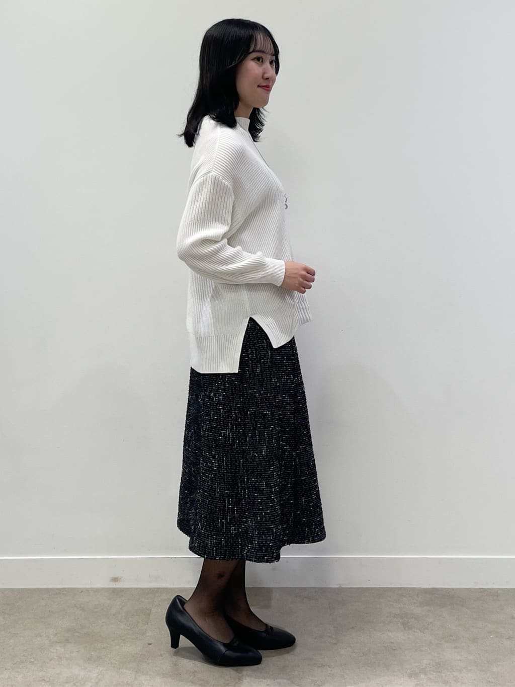 yukariさんの「Reflect｜【腰周りカバー／長め丈】モックネックニットプルオーバー」を使ったコーディネート
