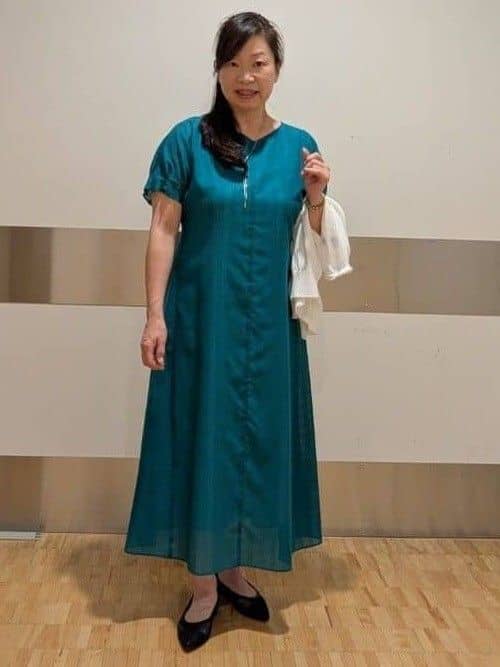 なおさんの「Reflect｜◆【夏SALE／一枚で決まる◎／手洗い可】シアーストライプソフトAラインワンピース」を使ったコーディネート