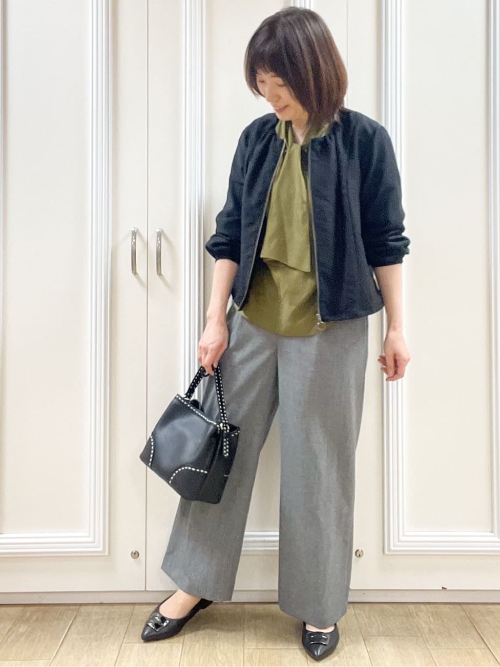 めいさんの「Reflect｜【ライトアウター／ゆったり羽織れる／気軽な羽織りに◎】ライトブルゾン」を使ったコーディネート