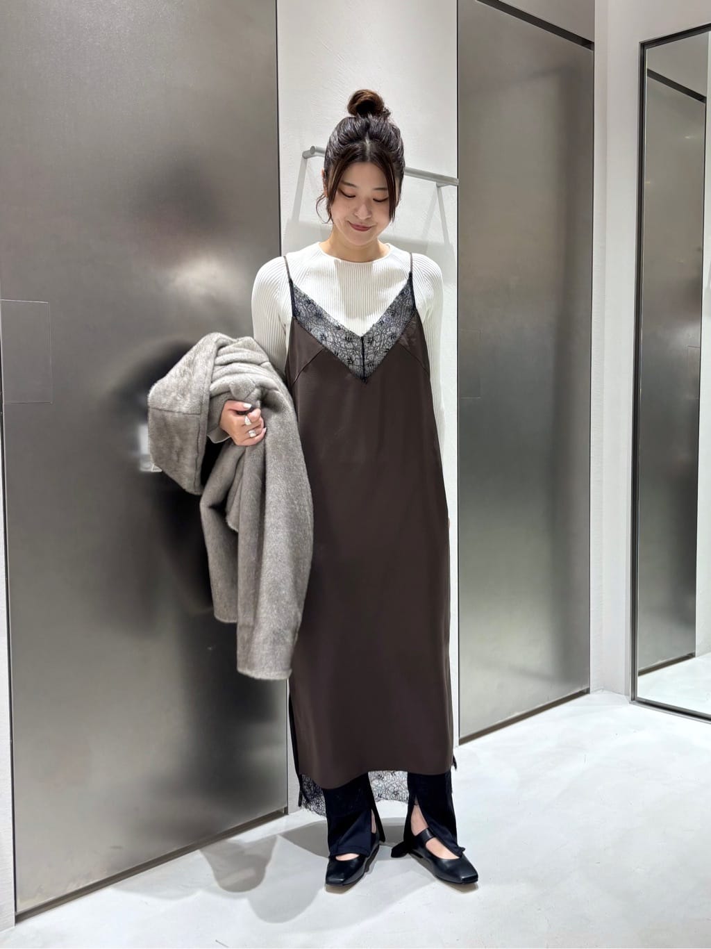 iwamiさんの「CODE A｜faux mink short jacket」を使ったコーディネート
