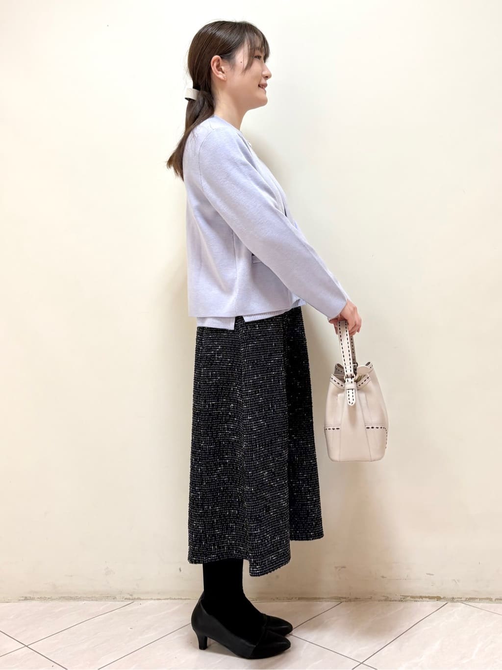 mikiさんの「Reflect｜【選べる5色／アンサンブル可】プチハイネックリブニット」を使ったコーディネート