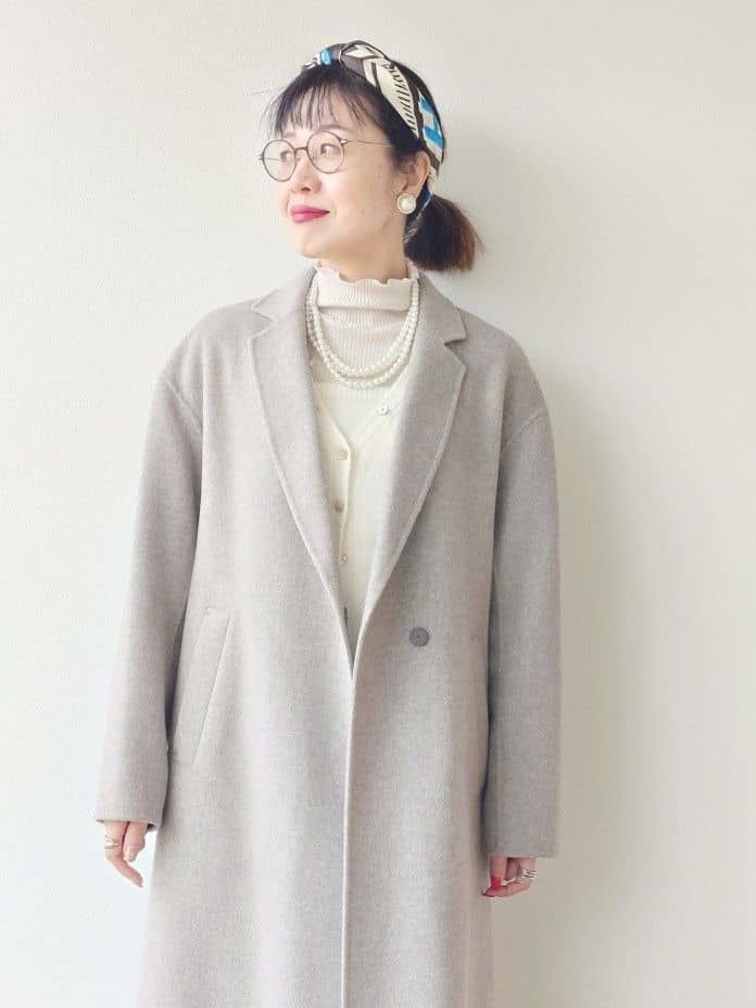 MUTSUKOさんの「UNTITLED｜【ロング丈/軽やか】テーラード　リバーコート」を使ったコーディネート