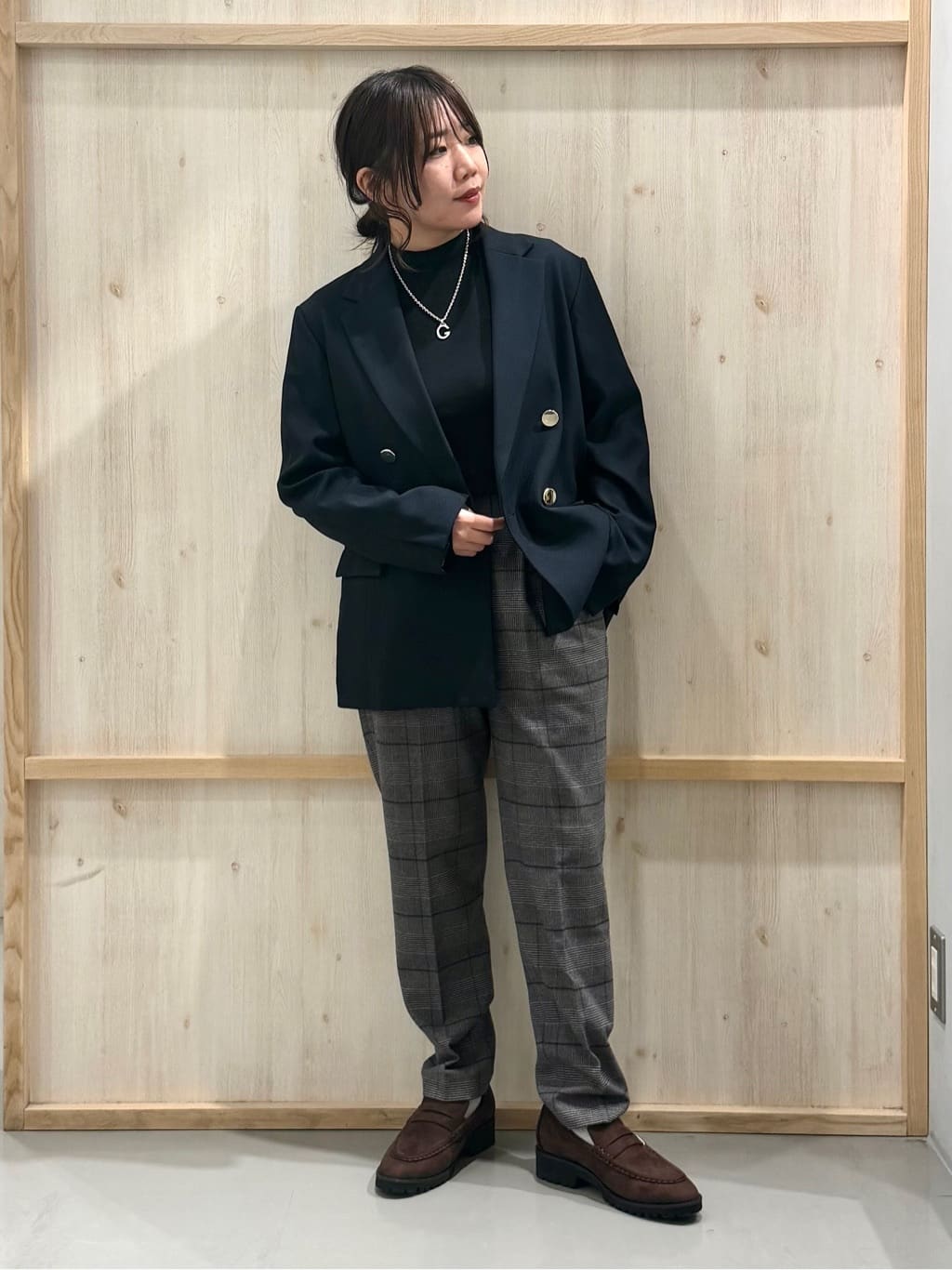 nanaさんの「THE SHOP TK｜【今羽織るなら】ダブルブレストジャケット【セットアップ可/洗える】」を使ったコーディネート