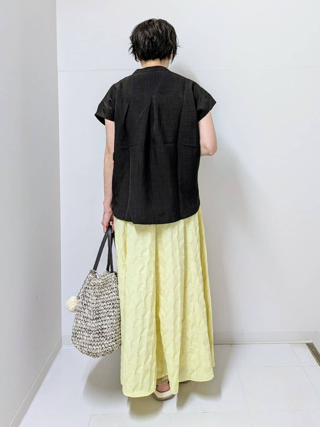 Asaさんの「Dessin｜【2点セット/ウエストゴム/洗える】スキッパ―シャツ＆ストレートパンツセット」を使ったコーディネート