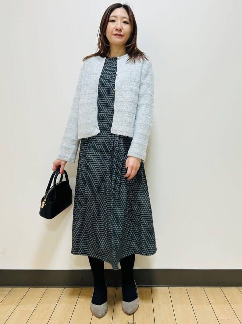 miiiさんの「Reflect｜【通勤/お出かけ◎】ジオメプリントクラシカルワンピース」を使ったコーディネート