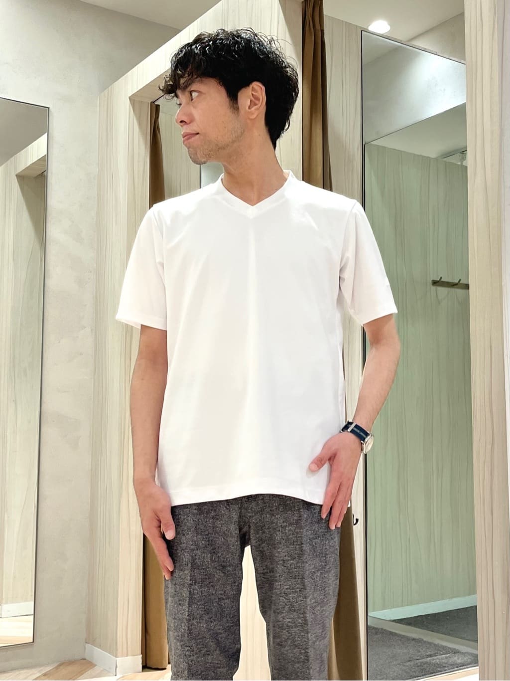 URAさんの「TAKEO KIKUCHI｜【抗菌防臭】COOL DOTS（R）ドビープリント ジャケット」を使ったコーディネート