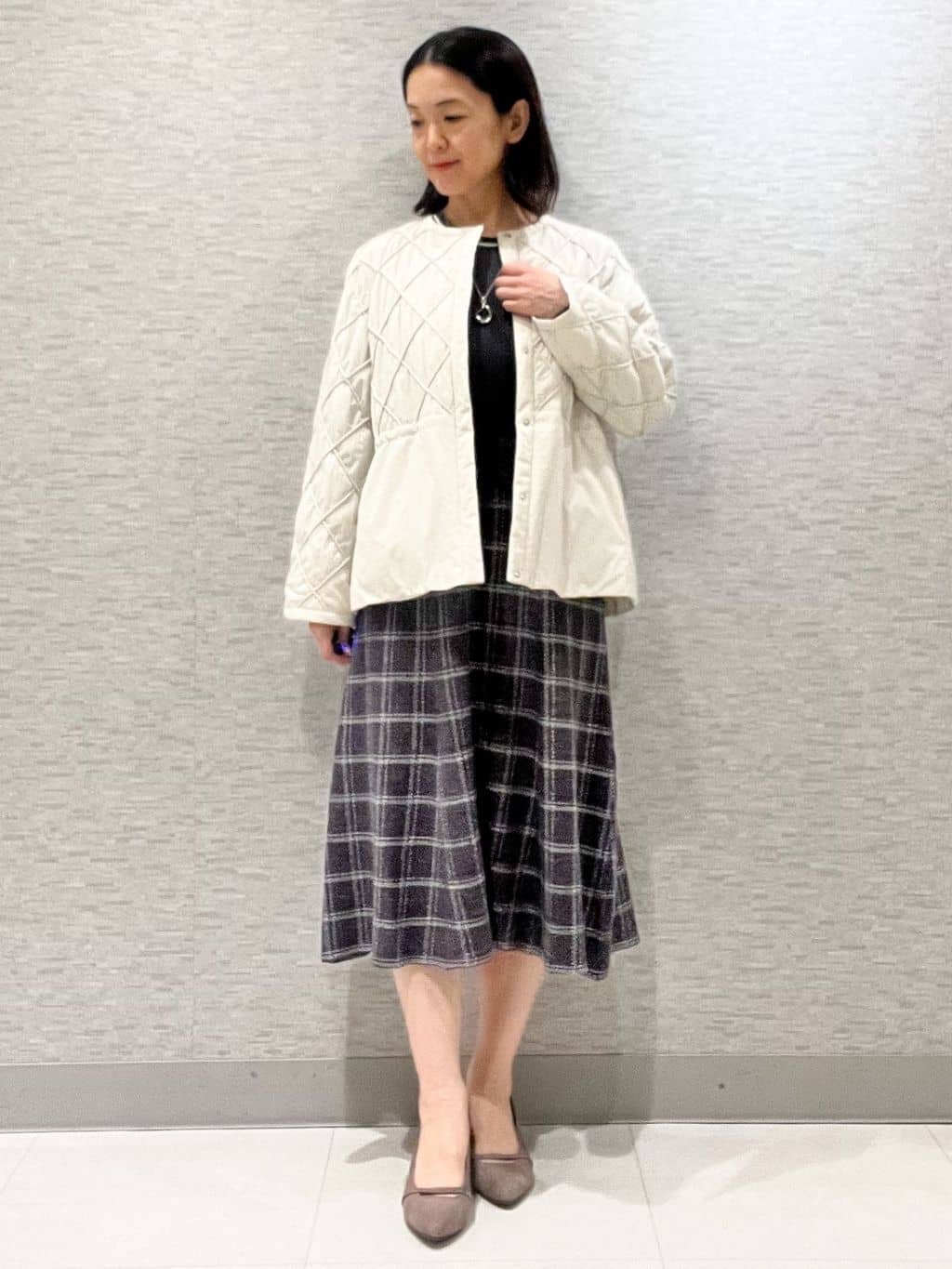 marikoさんの「Reflect｜【気軽な羽織に◎】中綿キルティングショートコート」を使ったコーディネート