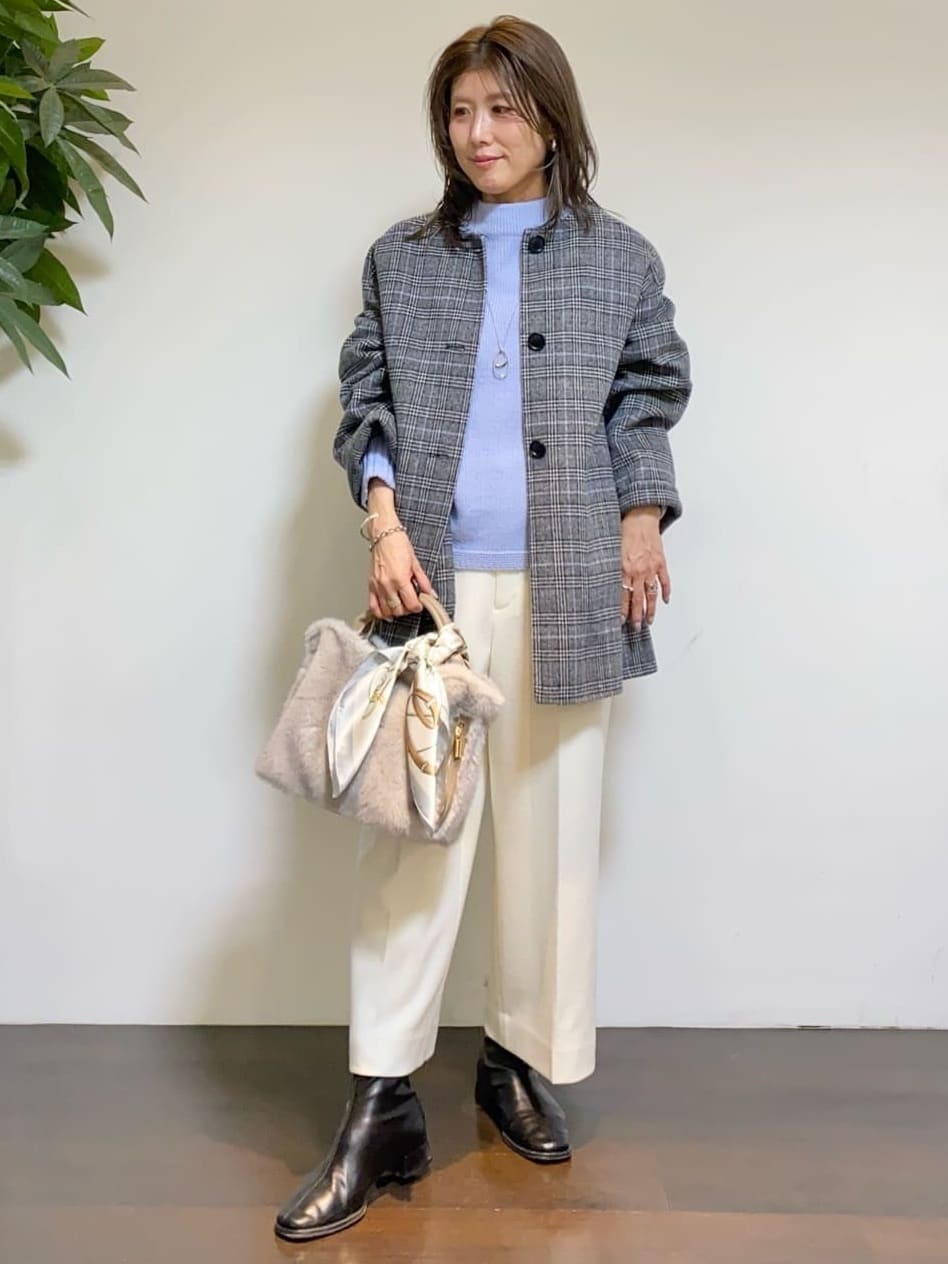 tomoさんの「UNTITLED｜【ウール100%/ウエスト後ろゴム】 クロップドワイドパンツ」を使ったコーディネート
