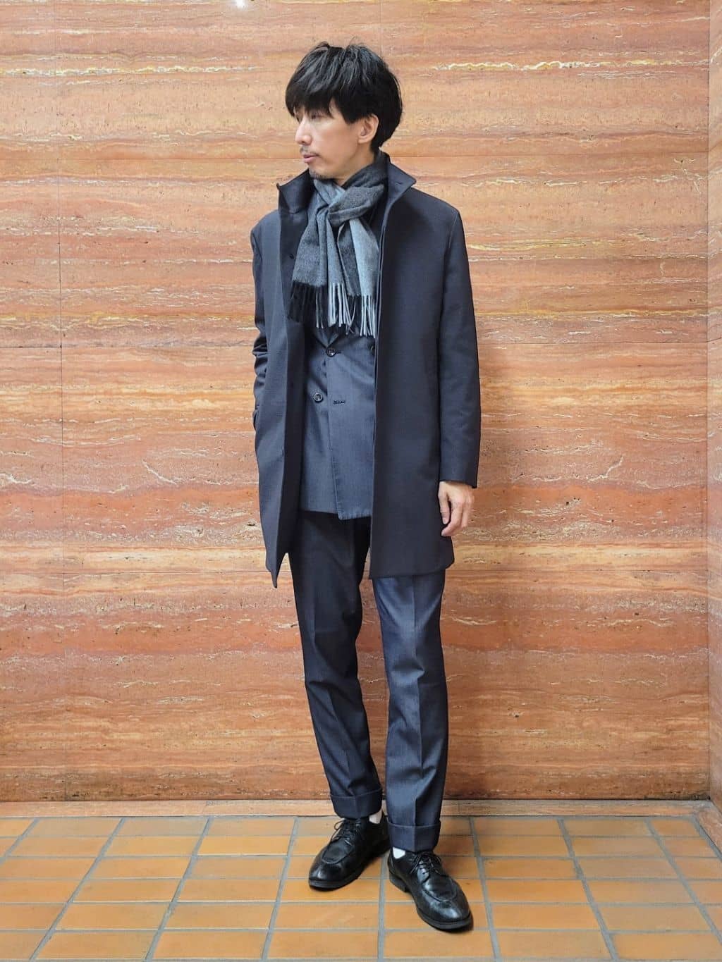 piroyaさんの「TAKEO KIKUCHI｜【ダウンライナー付き】ドビースタンドカラーコート」を使ったコーディネート