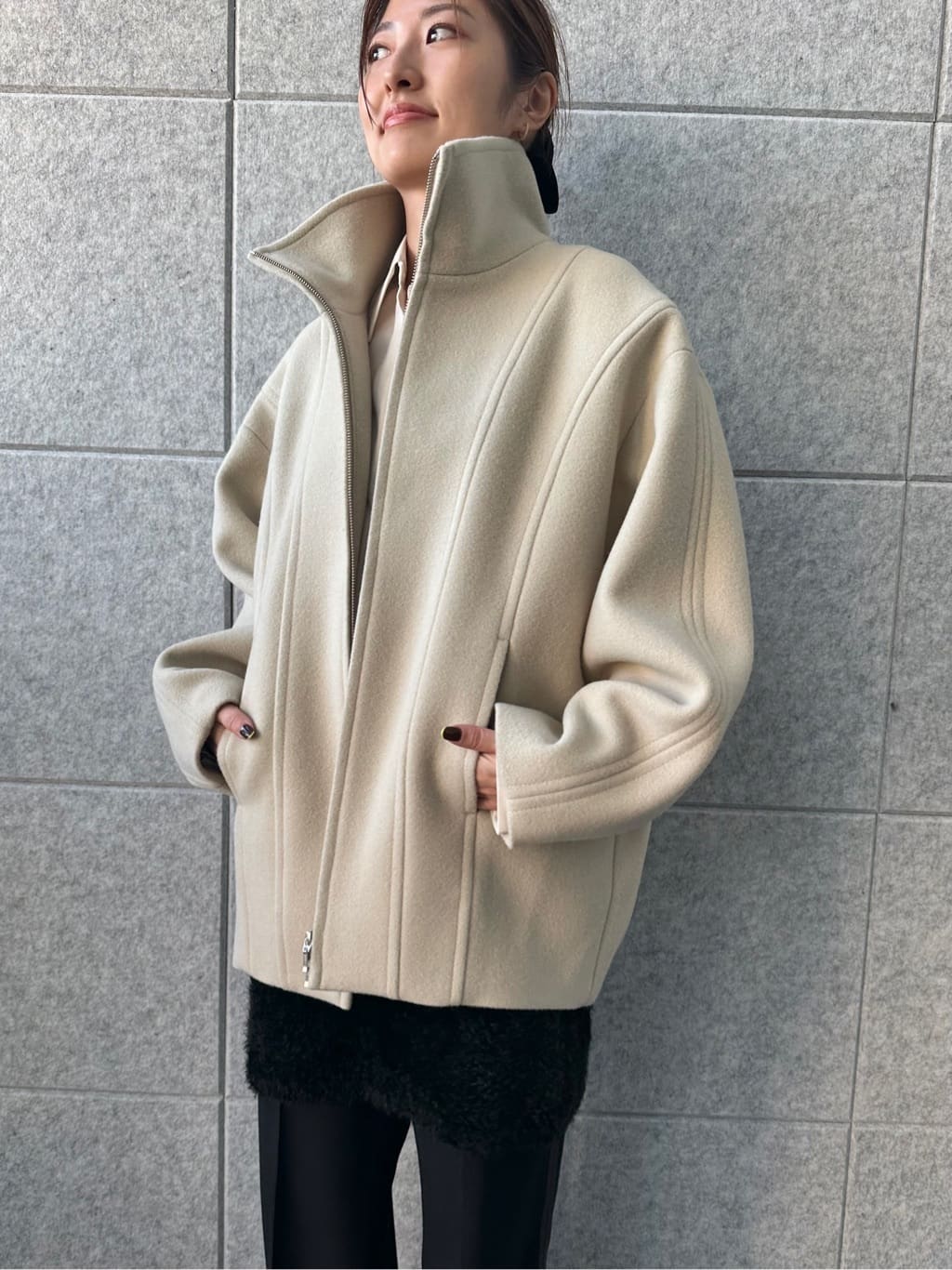 harunaさんの「CODE A｜wool volume short coat」を使ったコーディネート