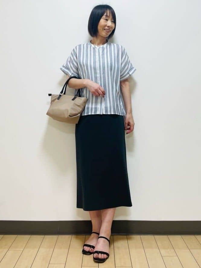 Riiさんの「Reflect｜【洗える】ドビーストライプブラウス」を使ったコーディネート