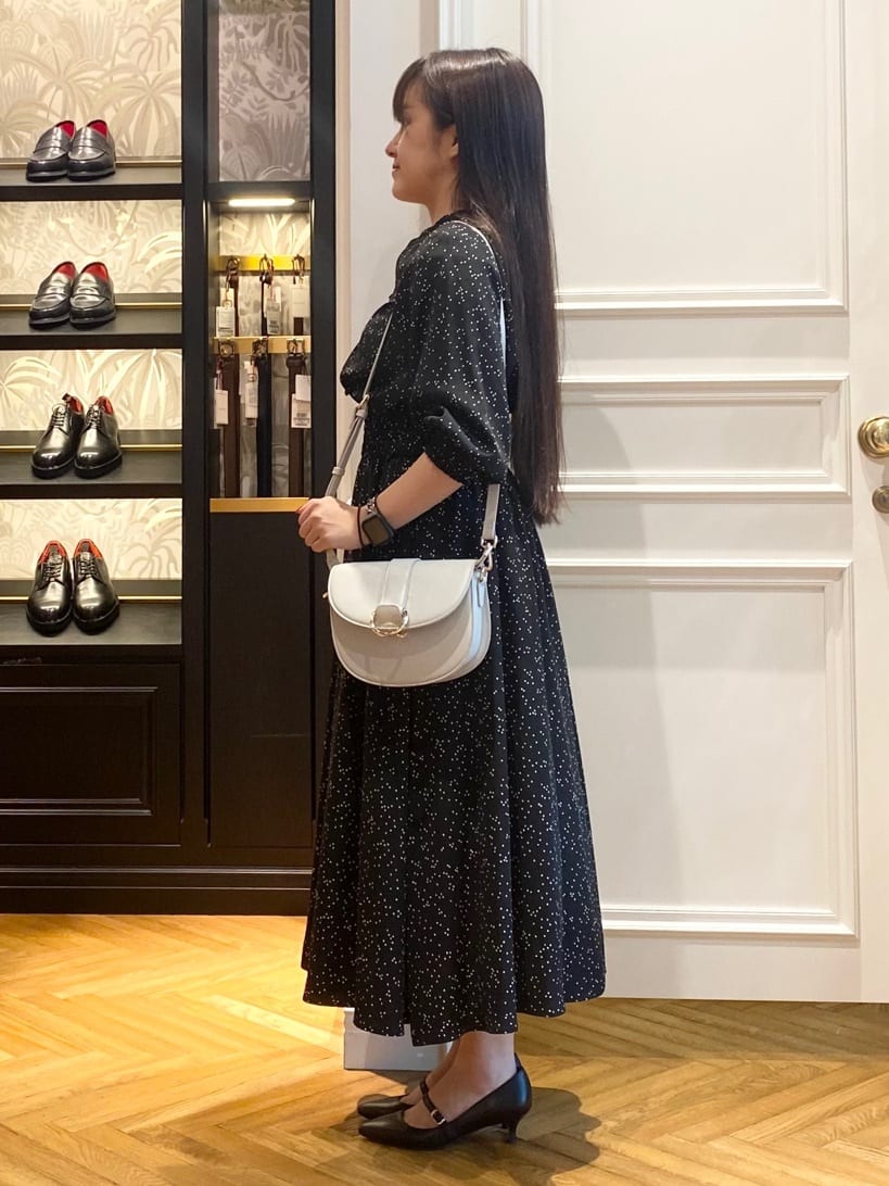 c.wさんの「DRESSTERIOR｜◆【洗える/ウエストゴム】ウエストシャーリングドットワンピース」を使ったコーディネート