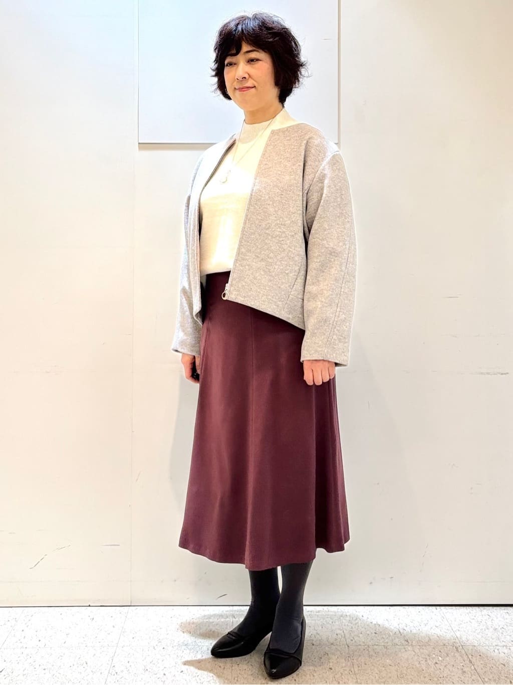 ヤスコさんの「Reflect｜【ゆったりシルエット】ジャージメルトンコクーンジャケット」を使ったコーディネート