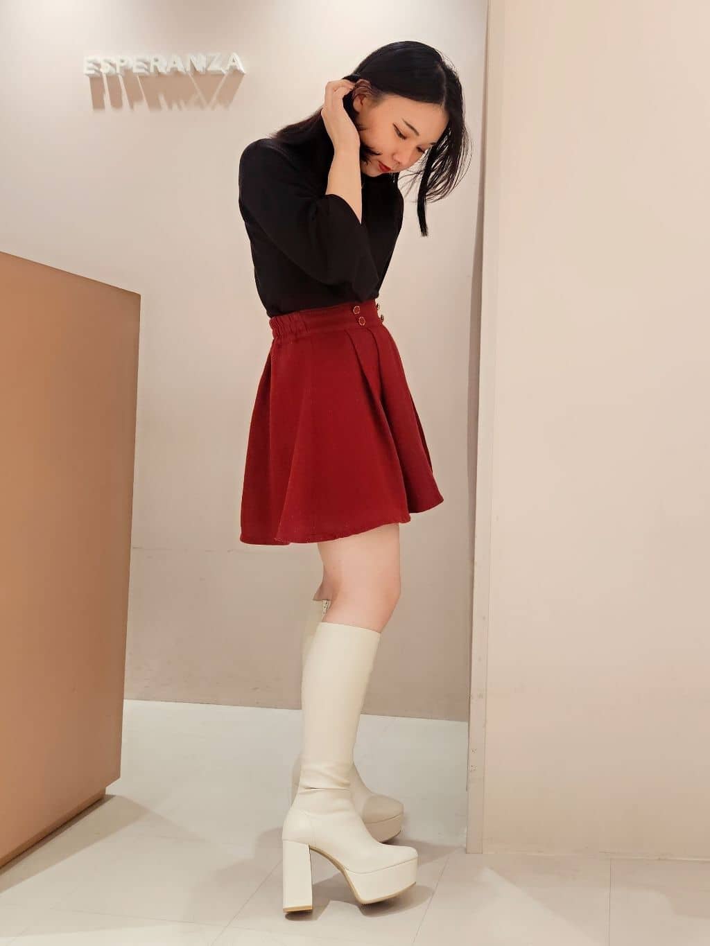 紫桜-shion-さんの「ESPERANZA｜【ラク盛り/約12cm】ラク盛り厚底ロングブーツ」を使ったコーディネート