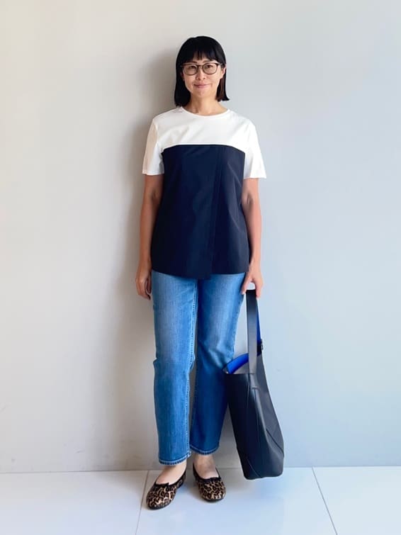 murayamaさんの「INDIVI｜【褒められデニム】スリムストレート デニムパンツ」を使ったコーディネート