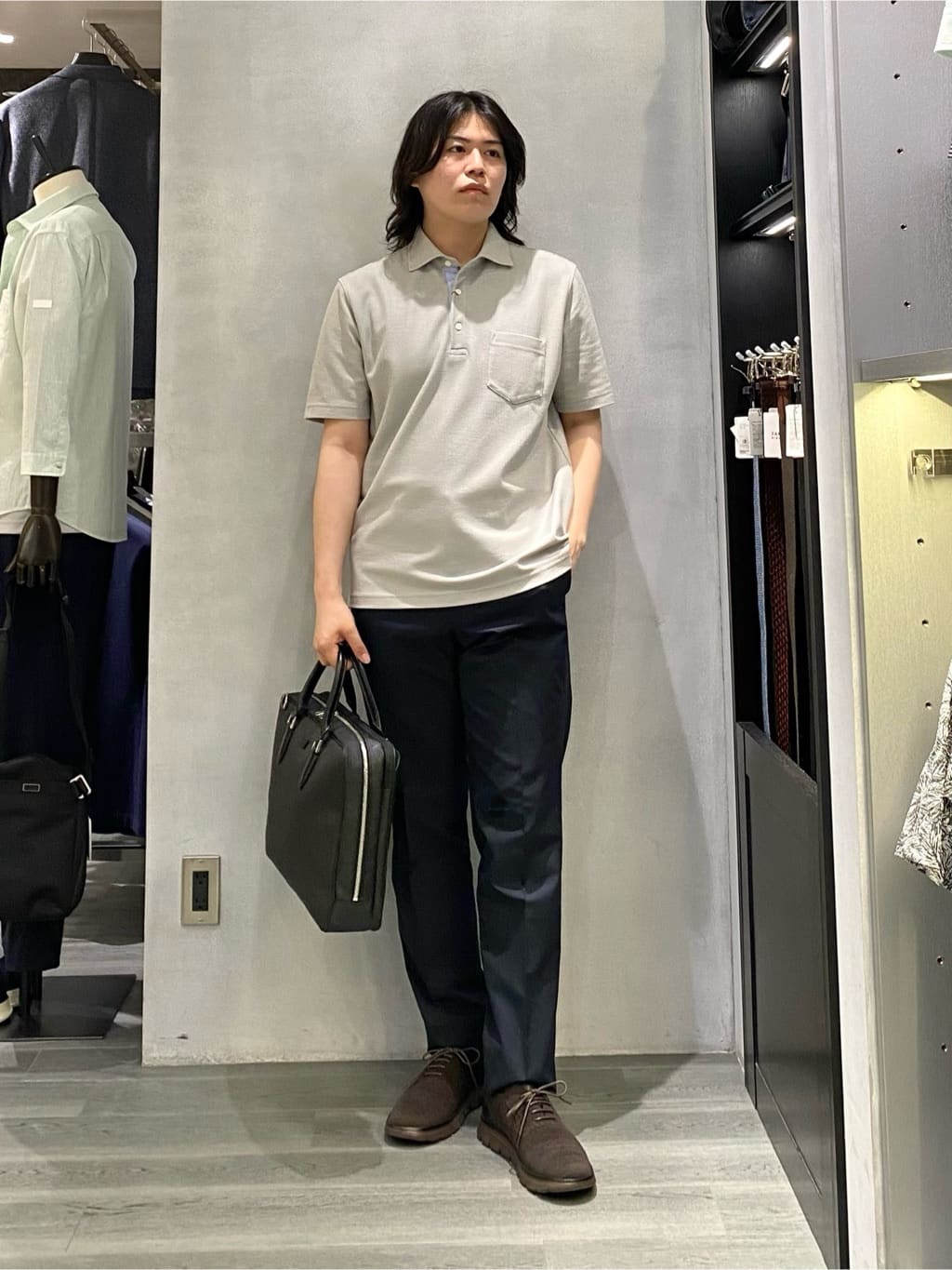 nishiさんの「TAKEO KIKUCHI｜【抗菌防臭／9色5サイズ展開】ハニカムメランジ ポロシャツ」を使ったコーディネート