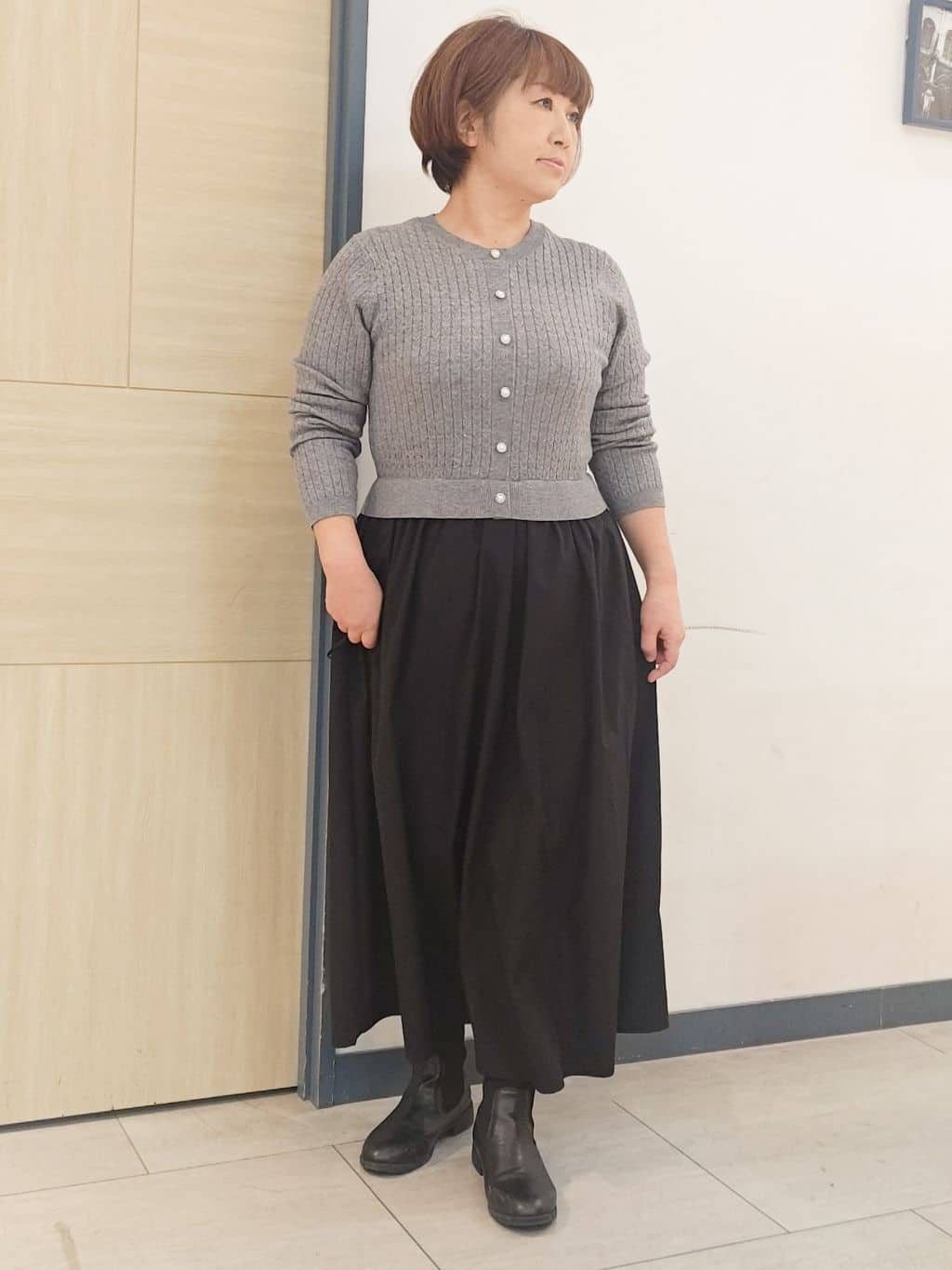 むぅポンさんの「grove｜【ウール混】軽やかに羽織れるショートコート」を使ったコーディネート
