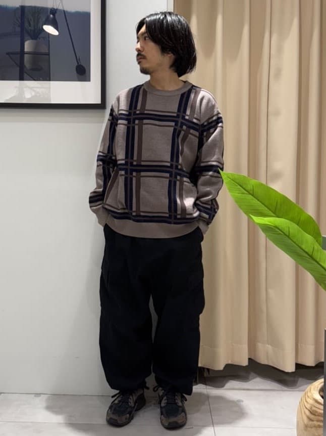 はさんの「THE SHOP TK｜チェックジャカードニット【洗濯機OK】」を使ったコーディネート