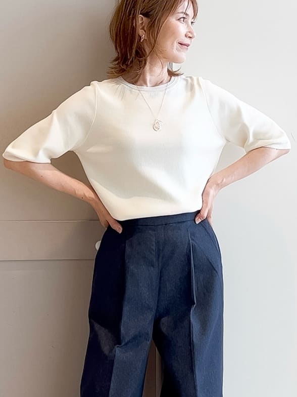 yamakoさんの「grove｜ひんやり多機能・やわらかドライタッチ五分袖プルオーバー」を使ったコーディネート