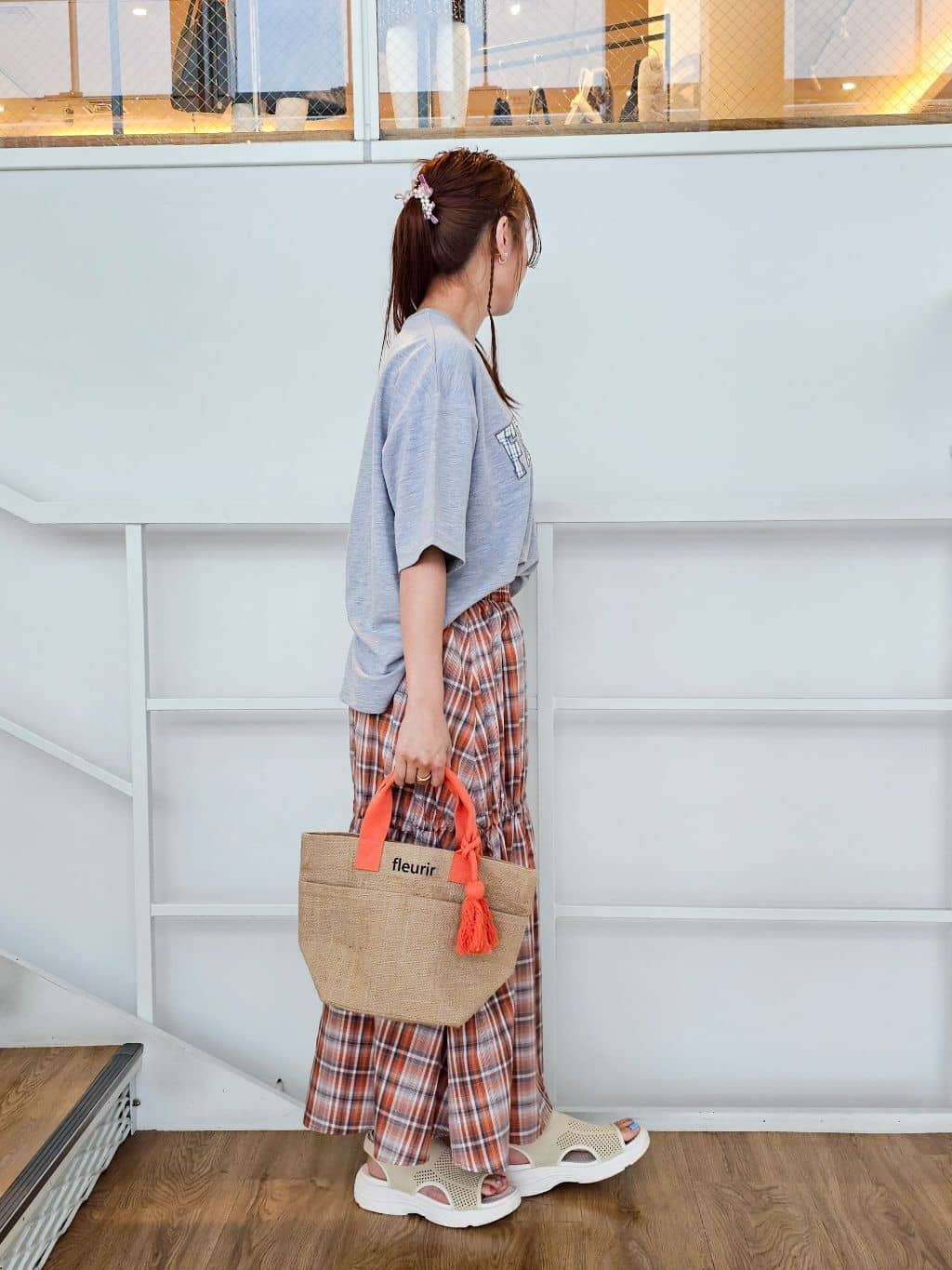 ゆゆさんの「SHOO･LA･RUE｜【S-LL】シルエットが変えられる チェック柄リボンフレアスカート」を使ったコーディネート