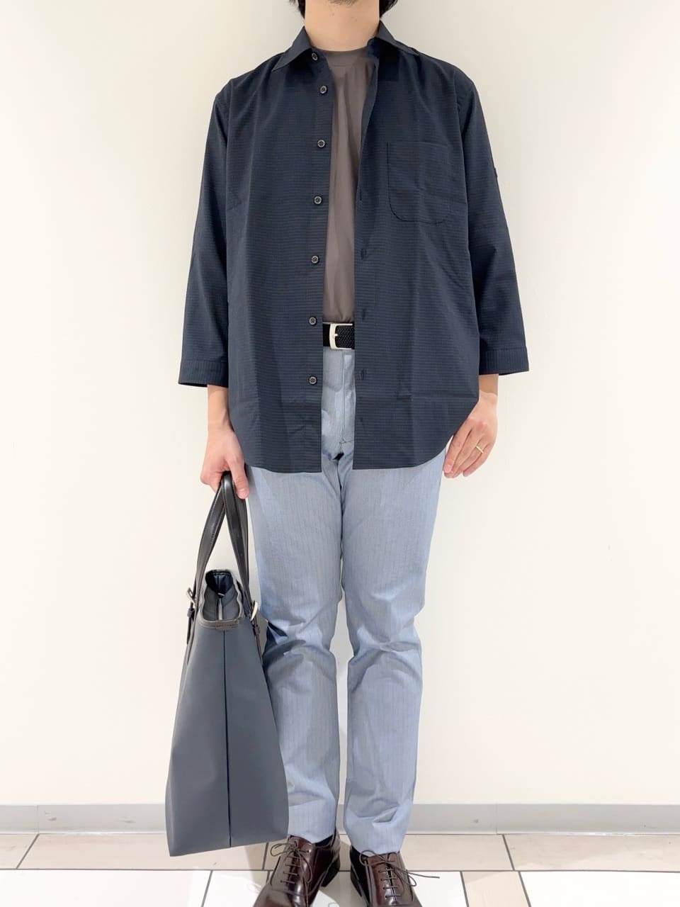 及川さんの「TAKEO KIKUCHI｜【COOL CITY WEAR】DotAir（R）サッカー シャツ」を使ったコーディネート