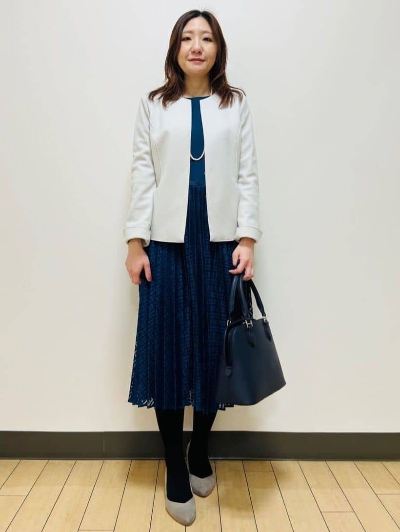 miiiさんの「Reflect｜【SS-4Lサイズ】シフォン&times;幾何柄レースプリーツワンピース」を使ったコーディネート