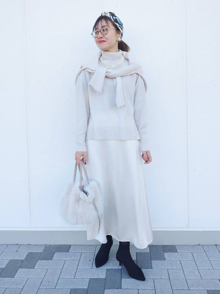 MUTSUKOさんの「UNTITLED｜【8色展開/洗える】ウールカシミヤ ハイネックニット」を使ったコーディネート