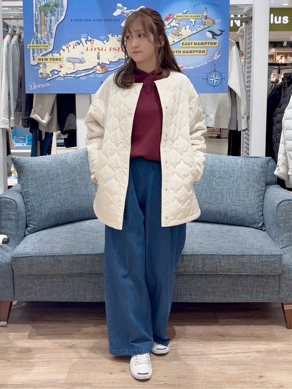 yuinaさんの「Dessin｜【洗える／体型カバー】ちょうどいいニットパーカ」を使ったコーディネート