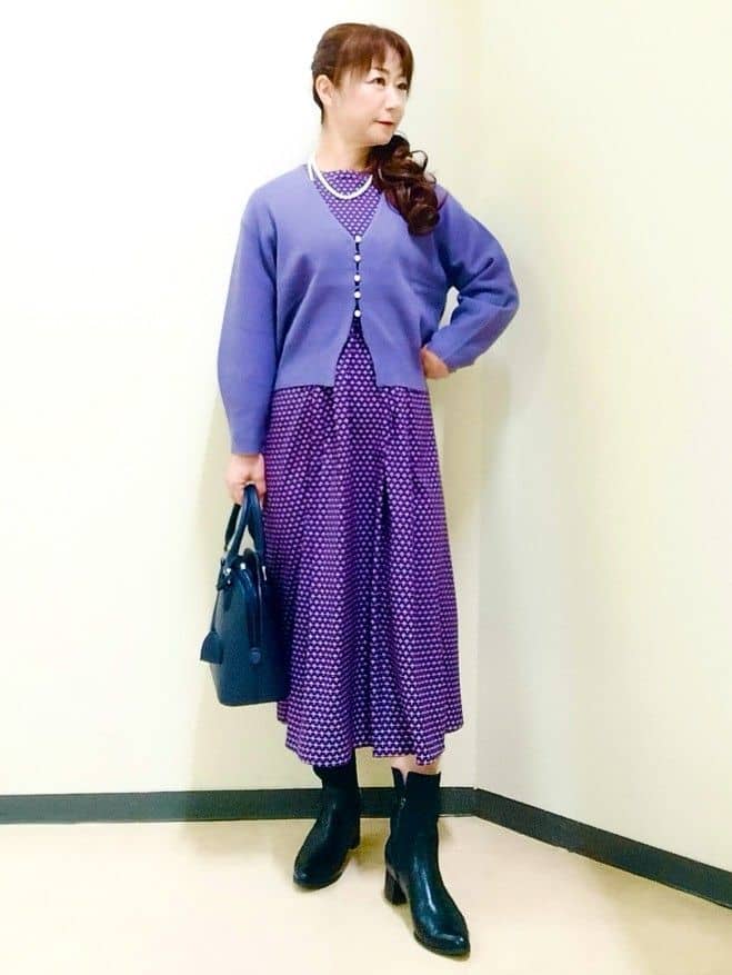 花さんの「Reflect｜【通勤/お出かけ◎】ジオメプリントクラシカルワンピース」を使ったコーディネート