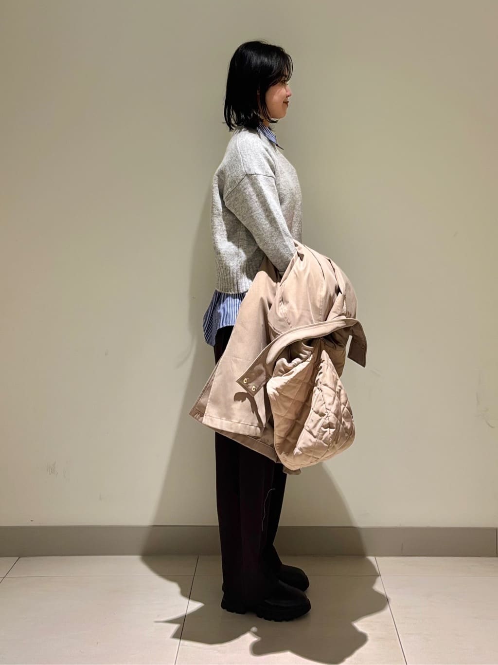 mayuさんの「Dessin｜ベロア巾着バッグ」を使ったコーディネート
