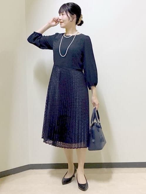  beni_gingerさんの「Reflect｜【SS-4Lサイズ】シフォン&times;幾何柄レースプリーツワンピース」を使ったコーディネート