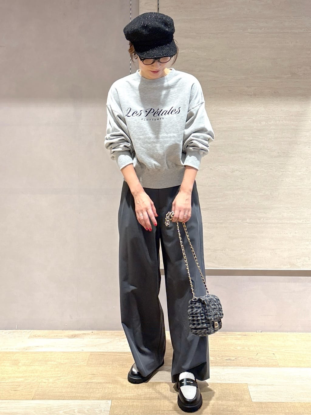 たけねぇさんの「OPAQUE.CLIP｜ベルト付きタックワイドパンツ【洗濯機OK】」を使ったコーディネート