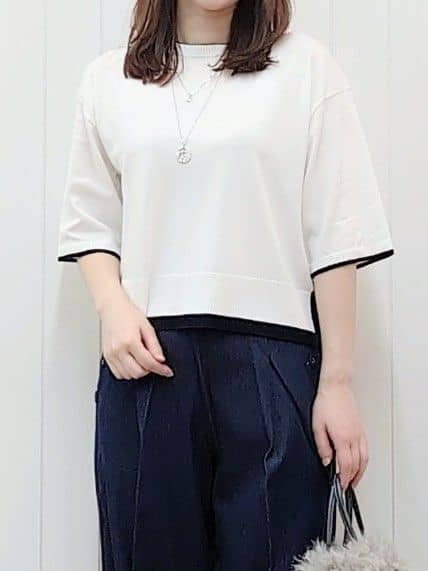 itoさんの「Dessin｜【洗える】バイカラーショート丈ニット」を使ったコーディネート