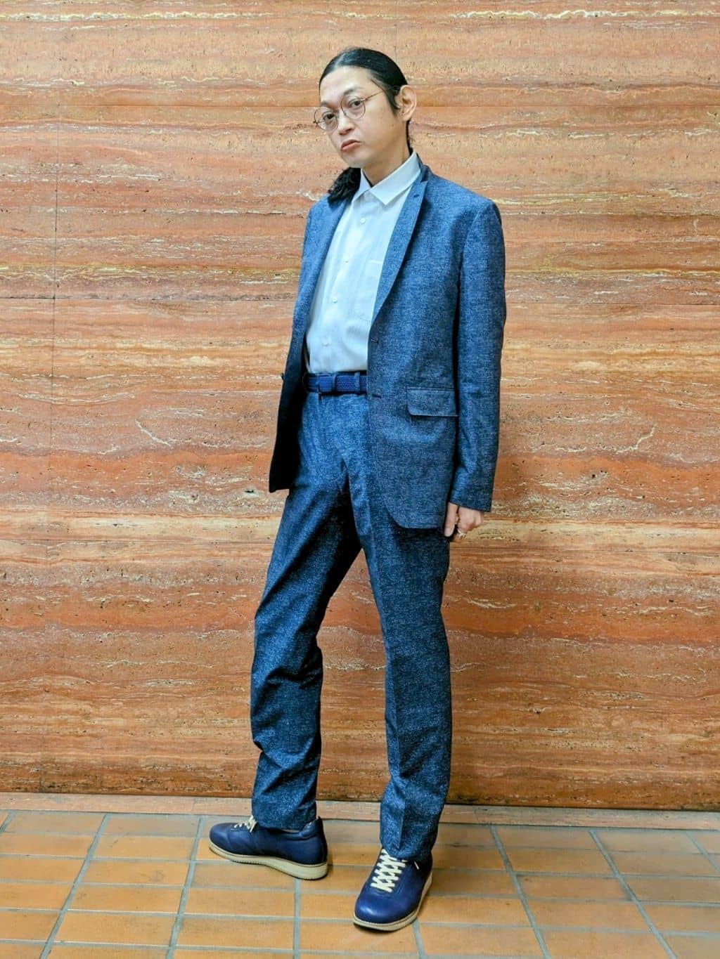かしげるさんの「TAKEO KIKUCHI｜【抗菌防臭】COOL DOTS（R）ドビープリント ジャケット」を使ったコーディネート