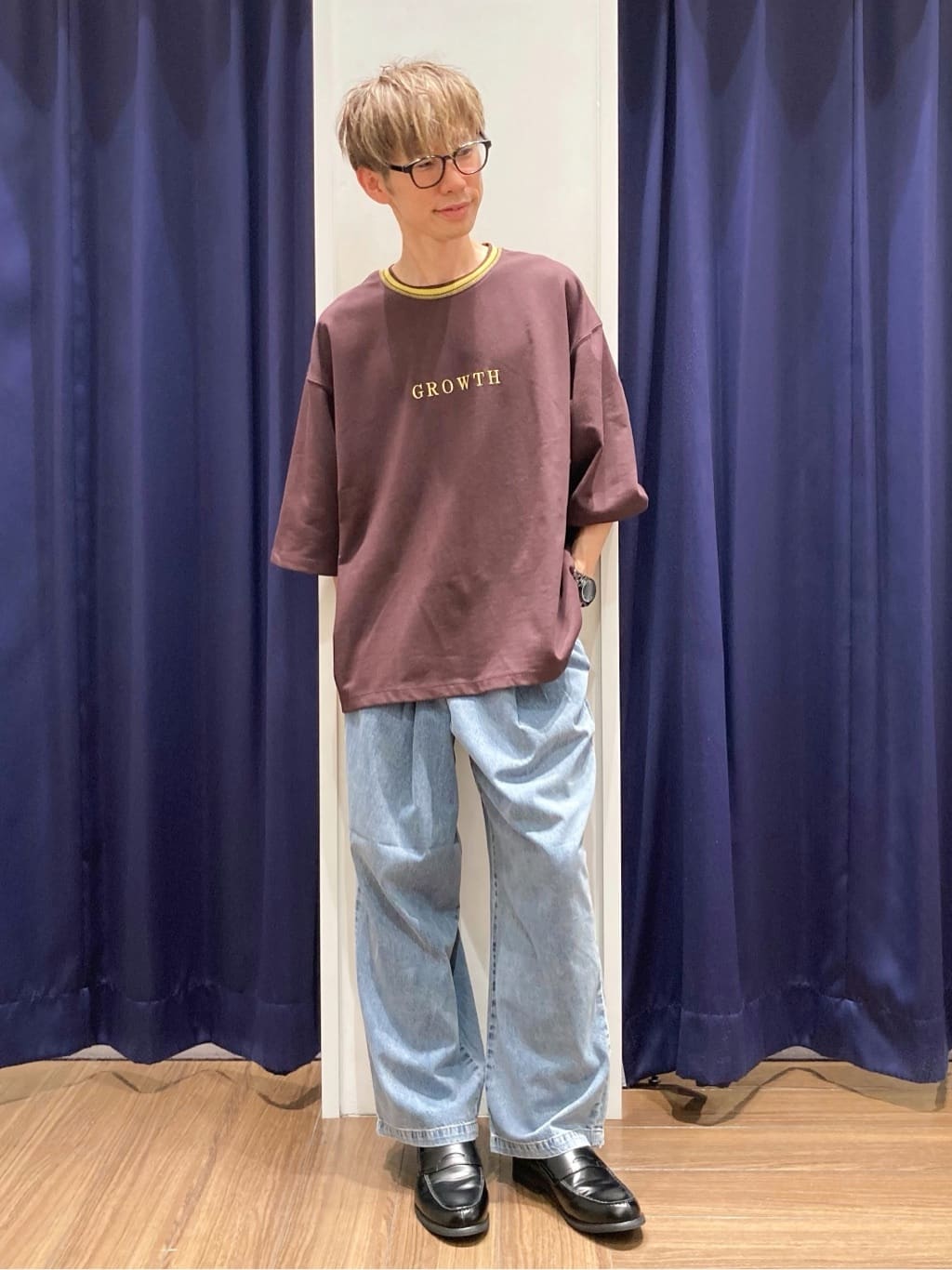 つーじーさんの「THE SHOP TK｜配色刺繍6分袖Tシャツ 【ビッグシルエット／洗濯機OK】」を使ったコーディネート