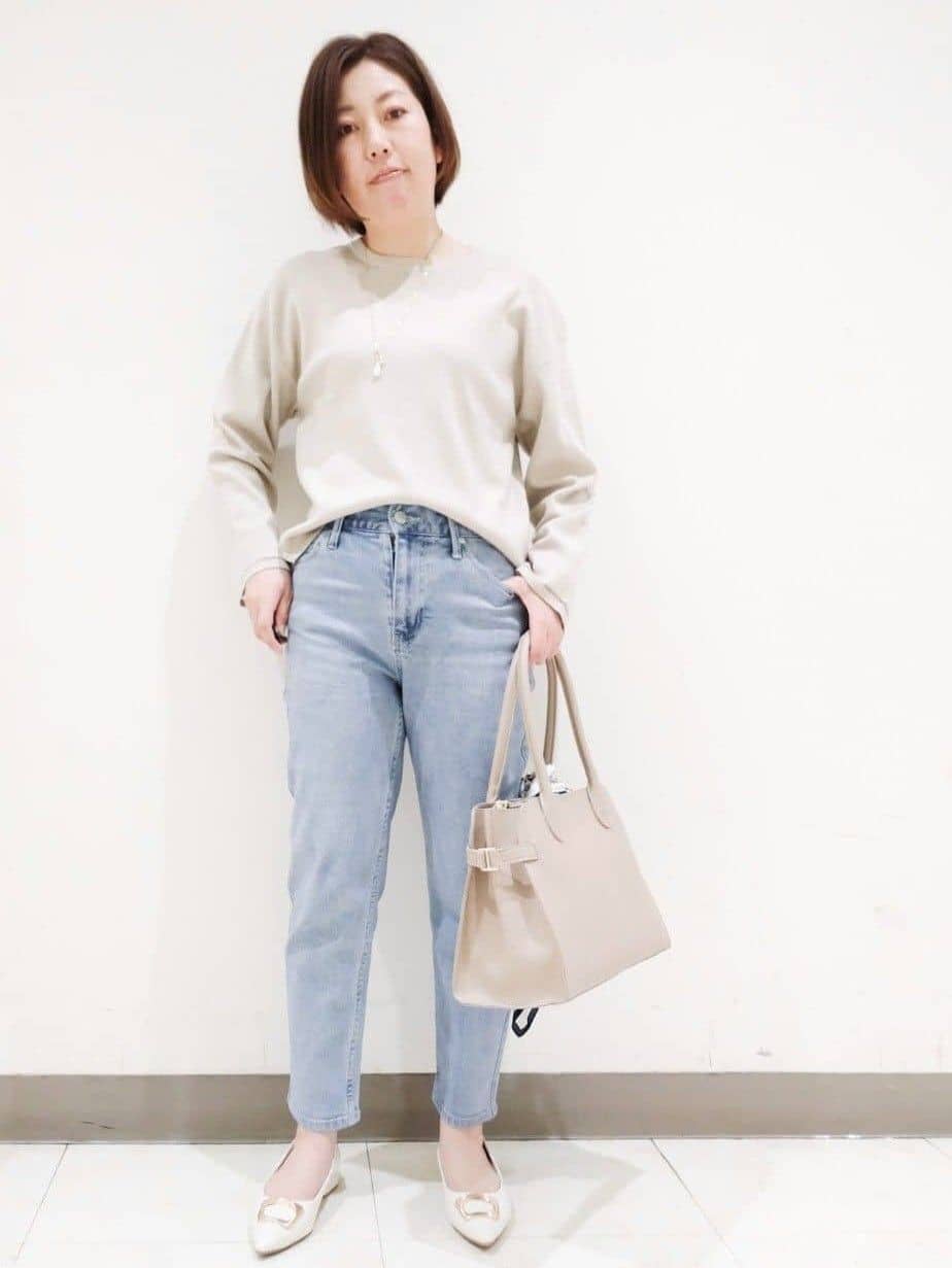 あらーさんの「OPAQUE.CLIP｜◆Y字リングフェイクパールネックレス」を使ったコーディネート