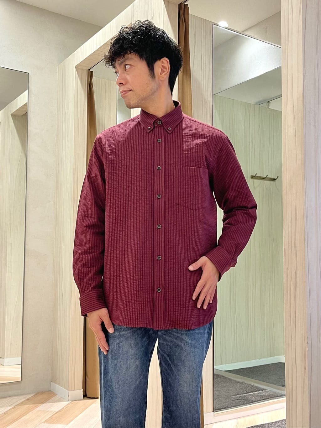 URAさんの「TAKEO KIKUCHI｜【Made in JAPAN】ビッグチェック＆スライドパズル柄 ニット」を使ったコーディネート