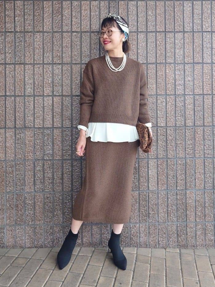 MUTSUKOさんの「UNTITLED｜【セットアップ可/ゆったり】ウール混ラメニット」を使ったコーディネート