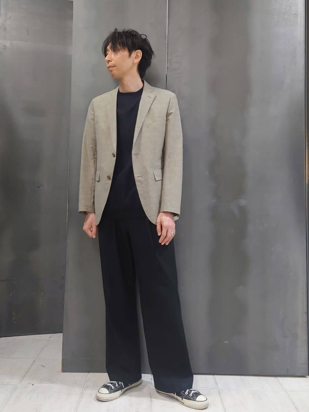 kawamuさんの「TAKEO KIKUCHI｜【抗菌防臭】COOL DOTS（R）ドビープリント ジャケット」を使ったコーディネート
