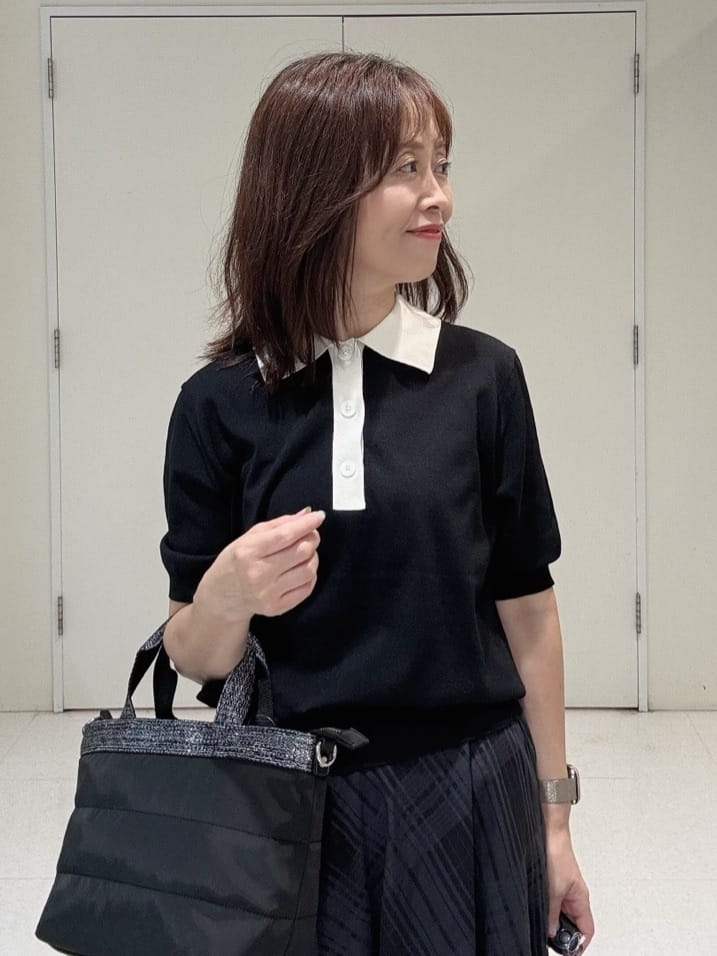 makiさんの「UNTITLED｜【トレンド/きれいめ】5分袖ポロニット」を使ったコーディネート