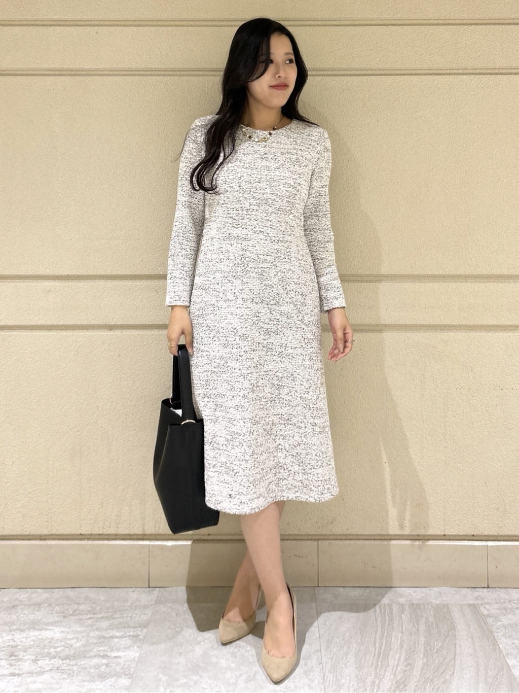 Momokaさんの「COUP DE CHANCE｜【手洗い可／日本製】ツイード風ワンピース」を使ったコーディネート