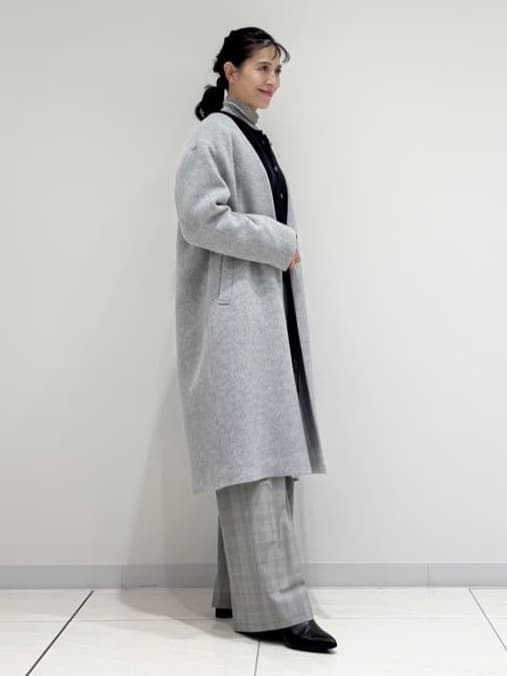 kayoさんの「INDIVI｜【軽量／ウール混】ライトフォルム ロングコート」を使ったコーディネート