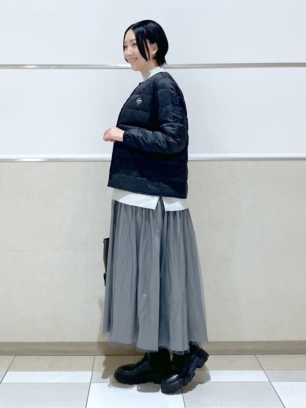 eriko さんの「Dessin｜【洗える】ニットチュールドッキングワンピース」を使ったコーディネート