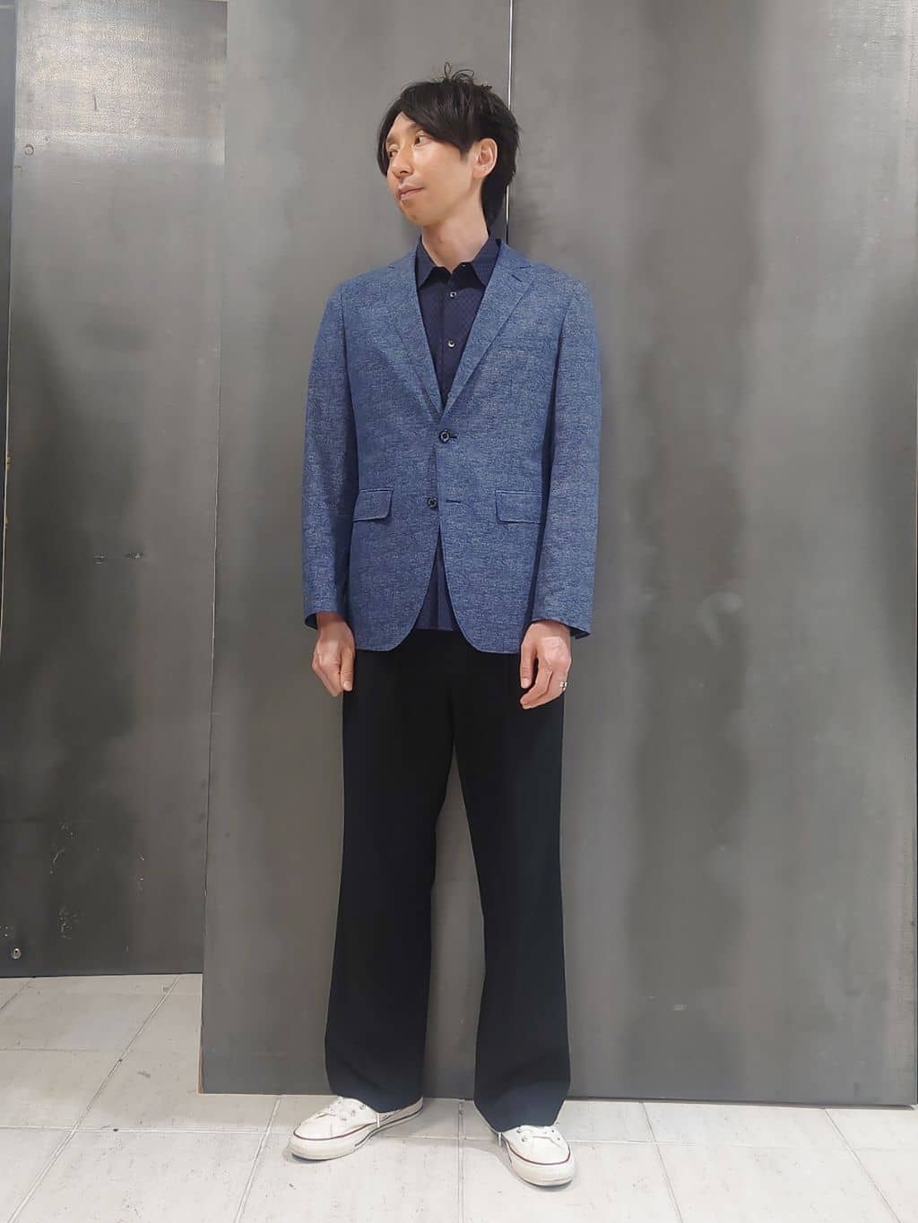 kawamuさんの「TAKEO KIKUCHI｜【抗菌防臭】COOL DOTS（R）ドビープリント ジャケット」を使ったコーディネート