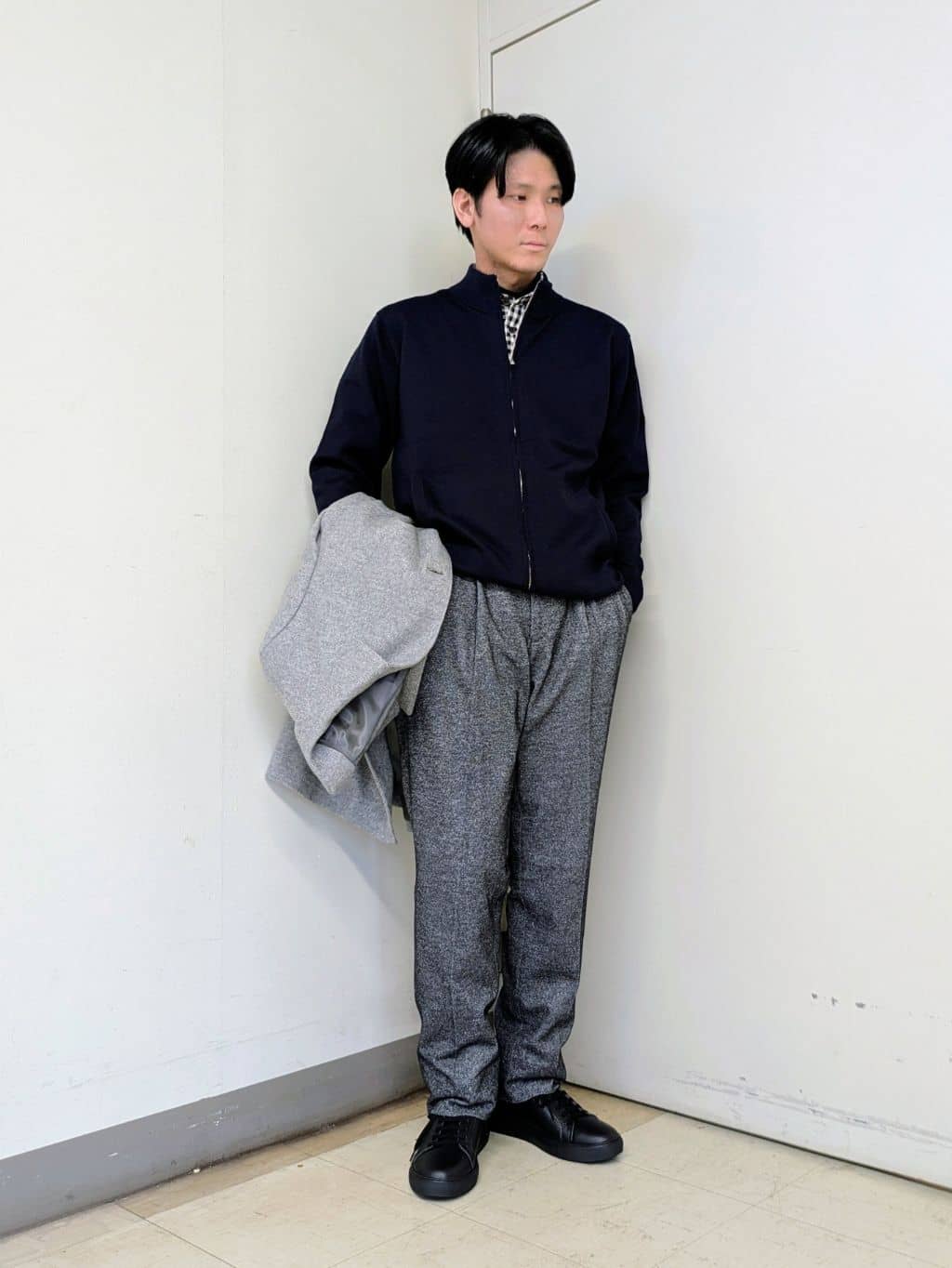 ryoさんの「TAKEO KIKUCHI｜カシミヤブレンド ビーバー調ステンカラーコート」を使ったコーディネート
