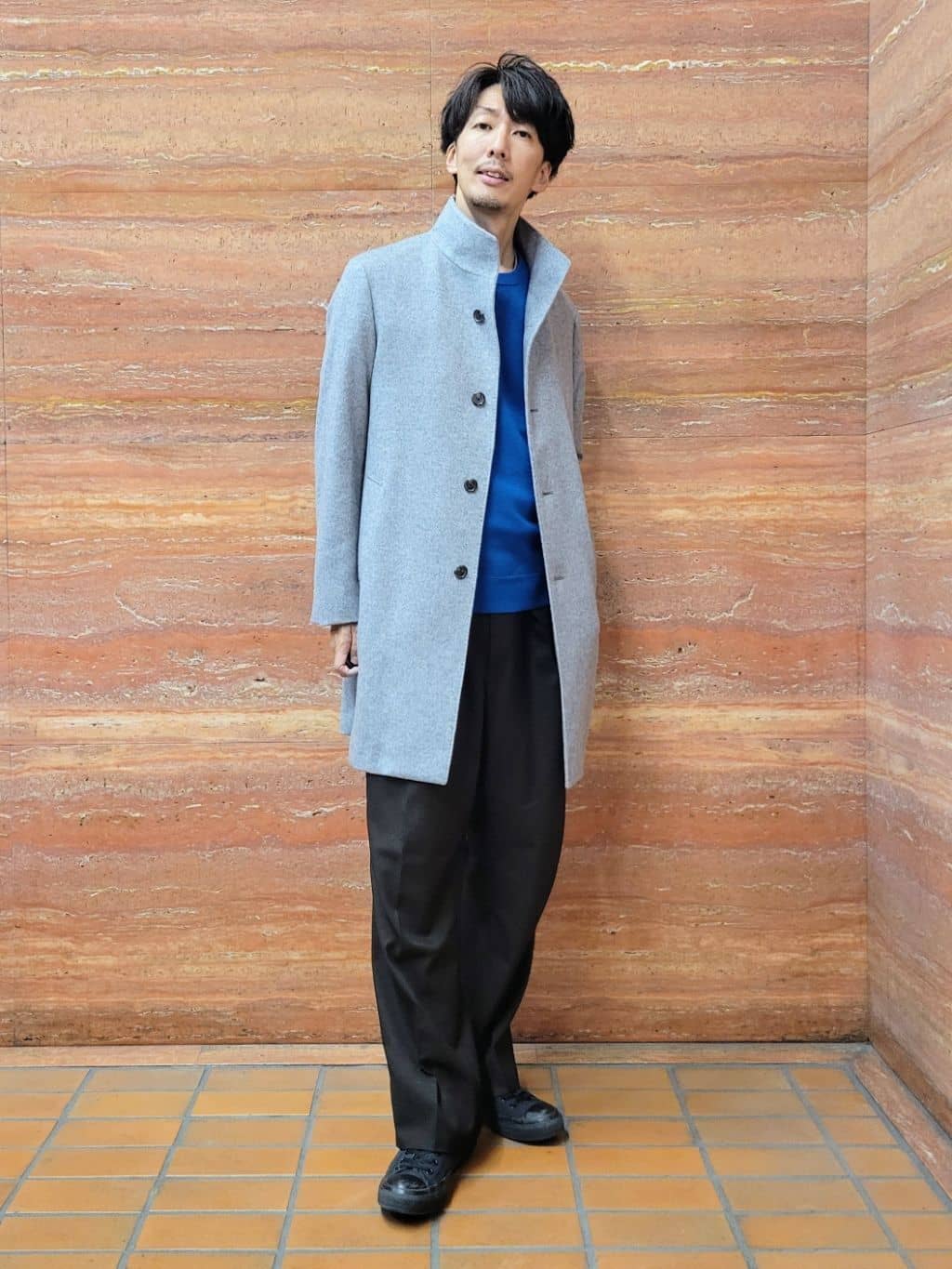 piroyaさんの「TAKEO KIKUCHI｜【ウールカシミヤブレンド】ビーバー調 スタンドカラー コート」を使ったコーディネート