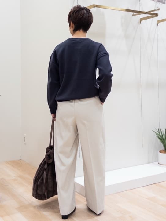 シュウコさんの「grove｜【洗える/あったか】美シルエットなマリンワイドパンツ」を使ったコーディネート